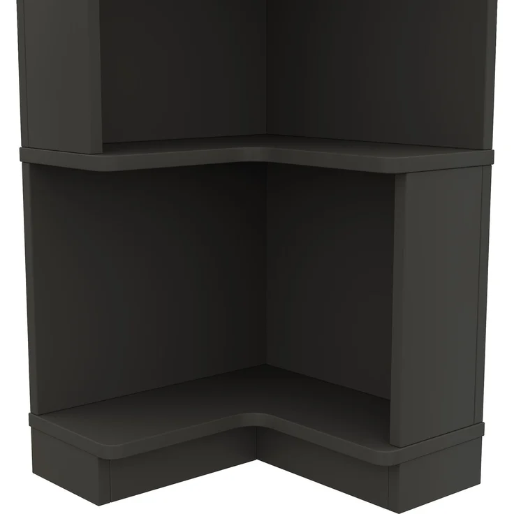 Flieks Eckregal mit LED 63.5×45×175 cm, Eckbücherregal 5 Ebenen, Bücherregal Ecke mit App-Steuerung, Standregal modern, Schwarz – Bild 9