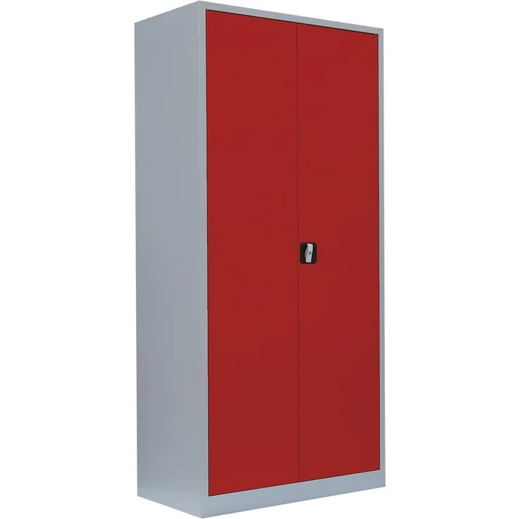 Stahl-Aktenschrank Metallschrank abschließbar Werkzeugschrank Lichtgrau/Rot 1950 x 925 x 422 mm 530344