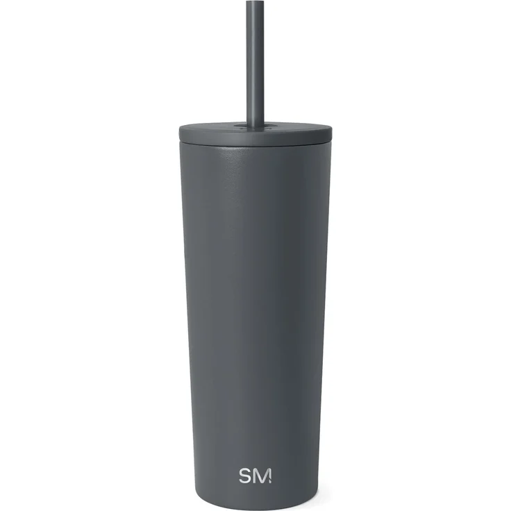 Simple Modern Thermobecher mit Strohhalm und Deckel | Trinkbecher mit Henkel Wiederverwendbare Edelstahl | Geschenke für Frauen und Männer | Classic | 710ml | Graphite
