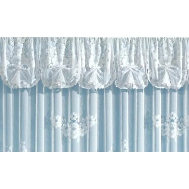 heimtexland Gardine Gardinen Store Vorhang Blumen weiß halbtransparent (1 St), Kräuselband, halbtransparent, Jacquard, Jacquard I gebogt I Querbehang I Volant I Kräuselband – Bild 3