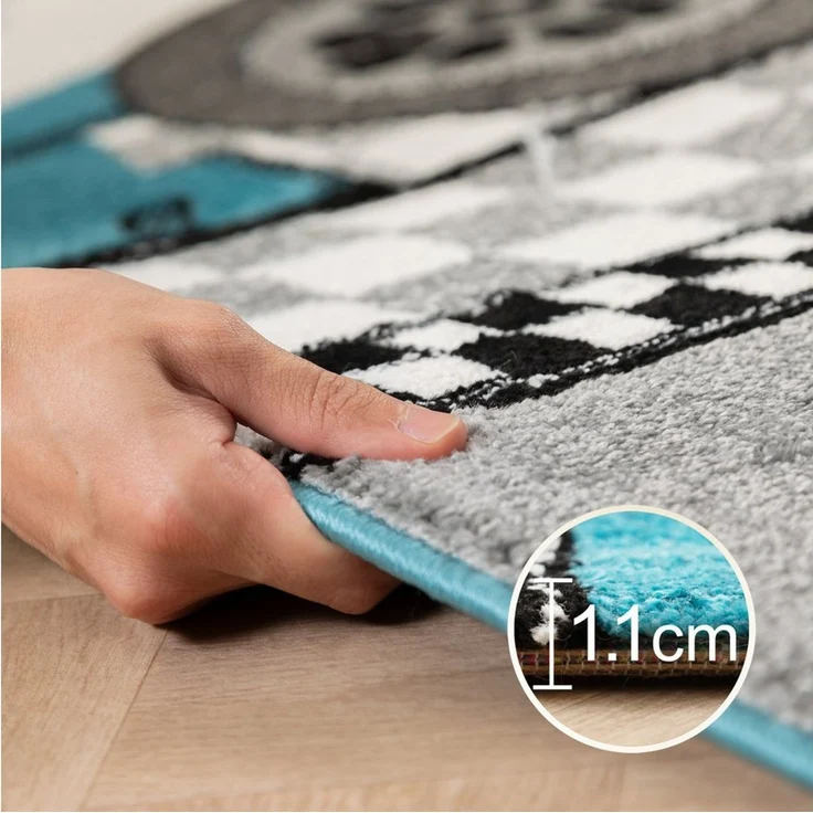 Carpettex Kinderteppich Rennwagen, Rund, Höhe: 11 mm, Kinderteppich Rennwagen Teppich Baby Teppich Kinderzimmer Pflegeleicht – Bild 3