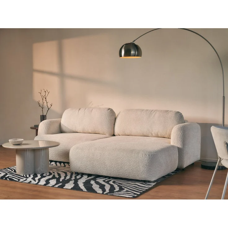Selsey Tvoya Ecksofa mit Schlaffunktion, Ottomane rechts, Bouclé Hellbeige – Bild 3