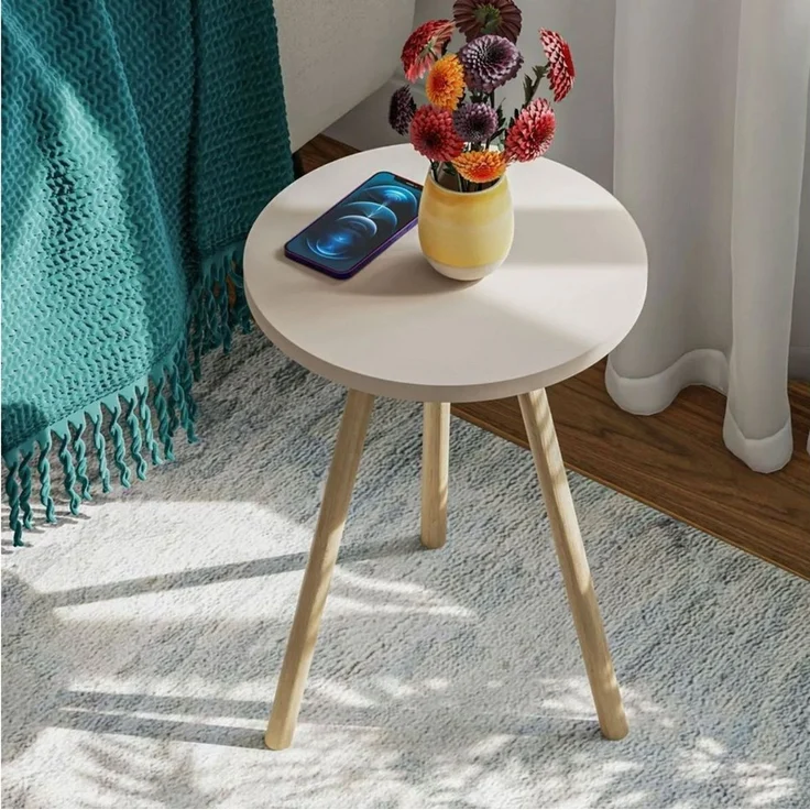 Jungengel Beistelltisch Kaffeetisch Dreibein 9x Farben Holz Ablagetisch Nachttisch Rundtisch, Vintage & Retro, Einfacher Aufbau, TSE, ISO 9001 und FSC – Bild 1