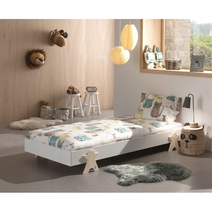 Stapelbett >Moldulo< 90x200cm, inkl. Lattenrost, Weiß lackiert - 203,6x27,5x93,8cm (BxHxT) – Bild 2