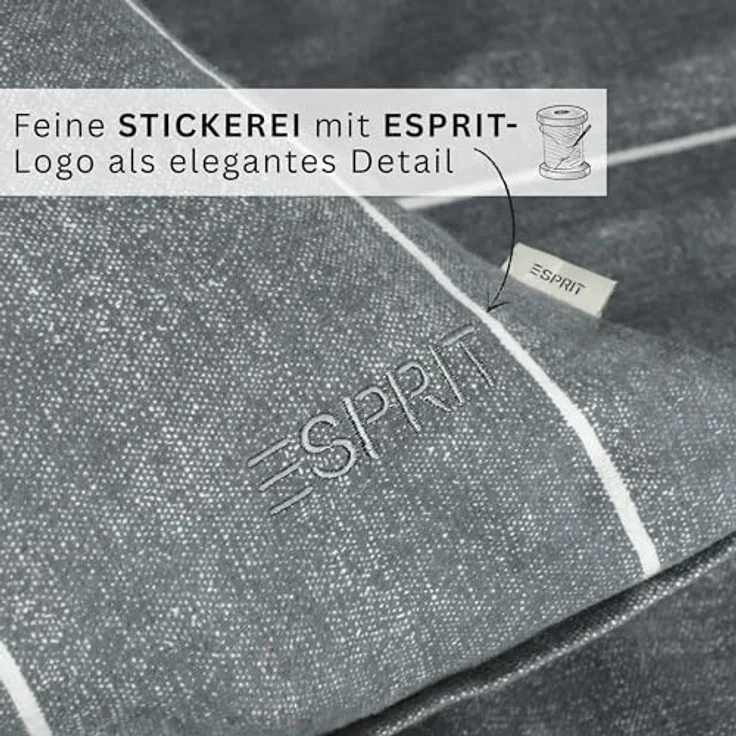 Esprit Bettwäsche FLANELL Winter Bettwäsche, Baumwolle, 1 teilig, 135 x 200 cm in Anthrazit – Bild 5