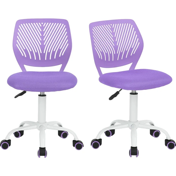 FurnitureR 2 Stück farbenfroher Stuhl, Computersitz, modern und verstellbar, Armlehne und Drehgelenk, Schreibtisch für Kinder, Arbeitszimmer, Arbeitsstuhl, Violett, Metall, Violett, 38,5x40 cm x
