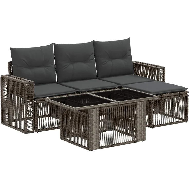 vidaXL Gartensofa-set 5 stk. Grau und Dunkelgrau Poly-Rattan 3436781 – Bild 2