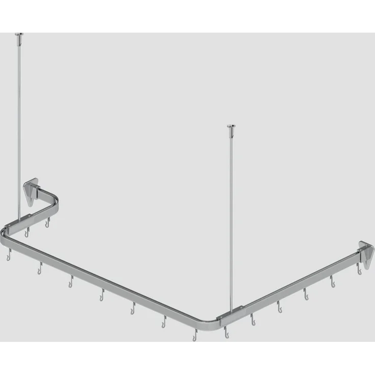 Euroshowers GmbH Duschvorhangstange Flexibel Chrom 300 cm, 1-läufig, Wand, Decke, Schrauben, Aluminium, Kann von Hand gebogen werden – Bild 3