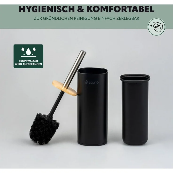 eluno Badaccessoire-Set Badezimmerset aus Metall und Bambus, 2 tlg. – Bild 4