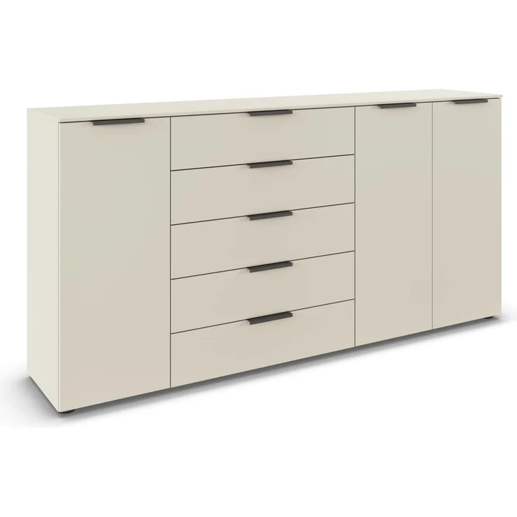 Rauch Möbel Flipp, Kommode für Schlafzimmer, Kinderzimmer, Wohnzimmer, Jugendzimmer, Flur, Garderobe, 3-türig, 5 Schubladen, mit Softclose-Funktion, Farbe Beige, Breite 199 cm – Bild 1