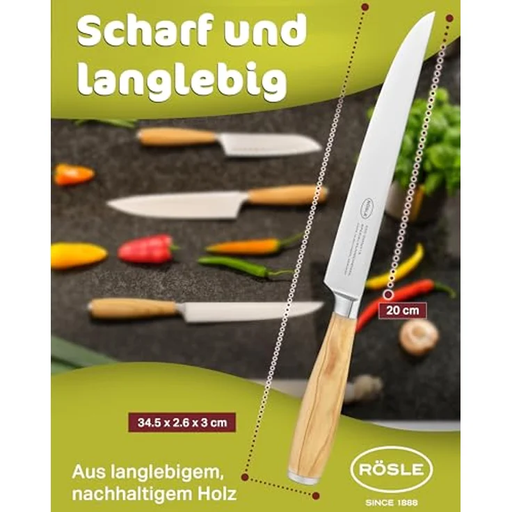 Roesle Artesano Olivenholz Fleischmesser 19 cm – Bild 9