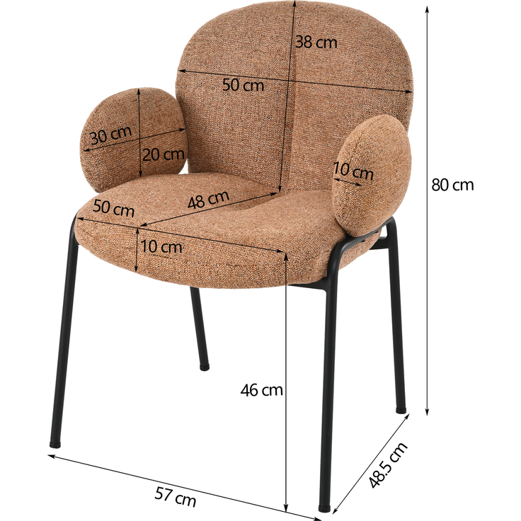 GOEURVANT 1235 Esszimmerstühle 4er-Set mit Armlehnen, Polsterstühle, Chenille - Orange – Bild 6