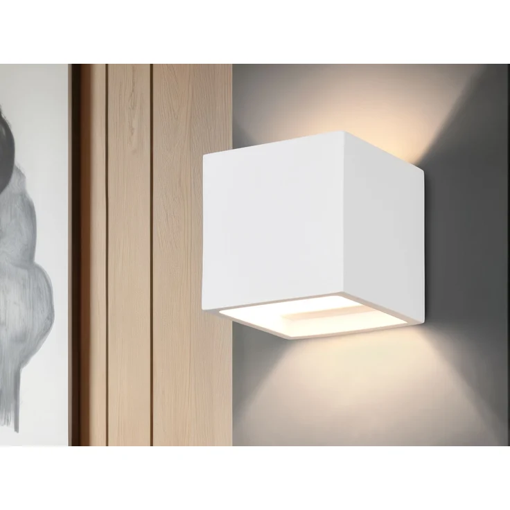 Kleine Wandleuchte DADI aus Gips mit Up and Down Lichteffekt, Würfel 11,5cm – Bild 1
