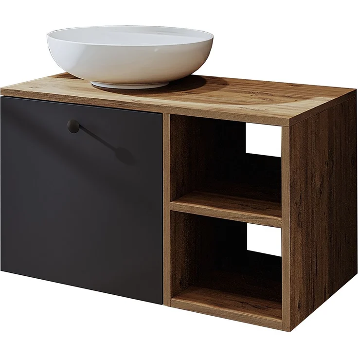 Roomart LOTUS-I-75 Badmöbel Set– 2-teiliges Badezimmermöbel Set - Waschbecken mit Unterschrank - H 45 x B 45 x T 75 cm • Anthrazit-Eiche – Bild 6