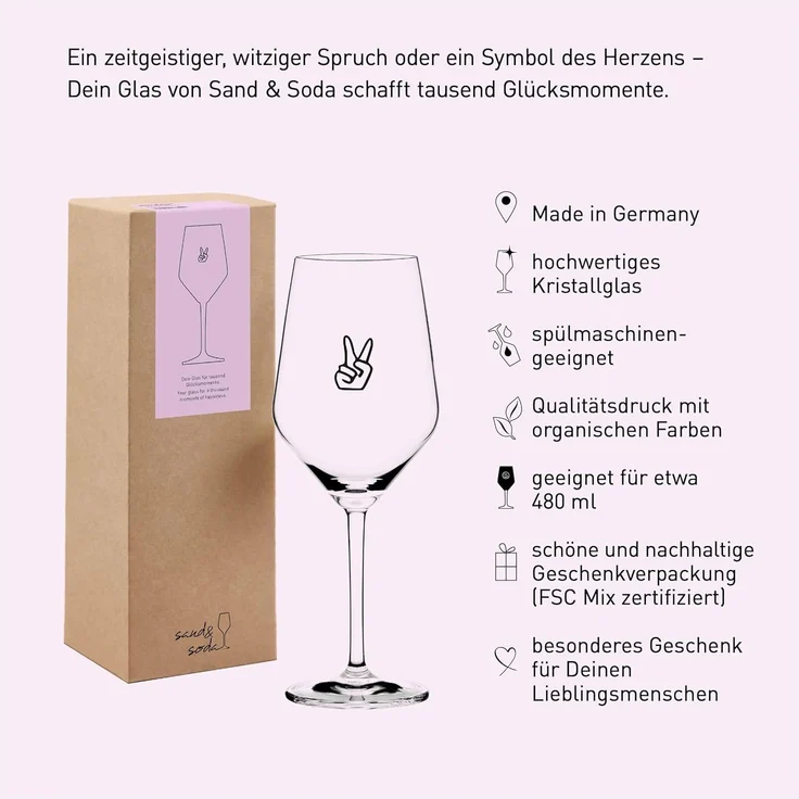 Sand & Soda 9500017 Modernes Weinglas mit trendigem Spruch Liberté, Egalité Weinschorlé, Geschenkbox – Made in Germany – Bild 4