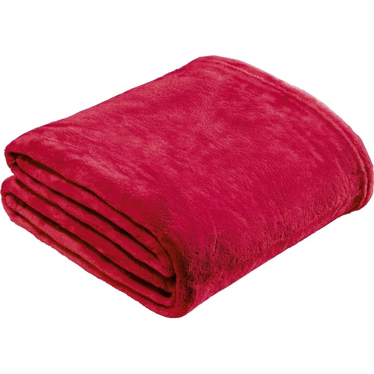 Wohndecke "Amarillo", REDBEST, Fleece Uni, Rot, 130x180 cm – Bild 3
