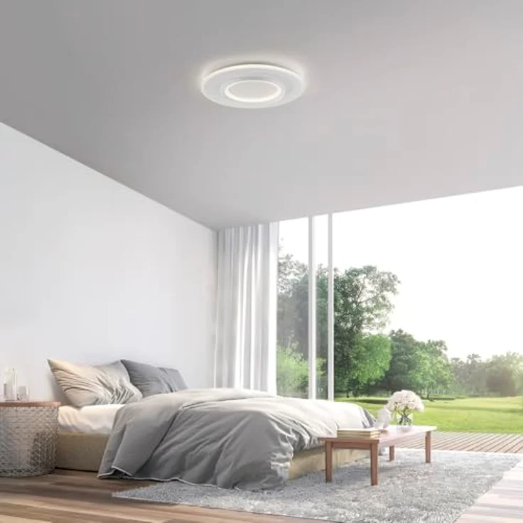Paul Neuhaus LED Deckenleuchte, Smart Home Alexa kompatibel, dimmbar mit Fernbedienung, Downlight + Sidelight, 50 cm, CCT-Steuerung – Bild 2