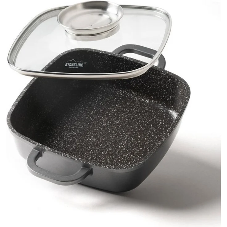 STONELINE Servierpfanne, (Set, 1x Servierpfanne, 1x Aroma-Glasdeckel, 2x Thermogriffschützer) – Bild 4