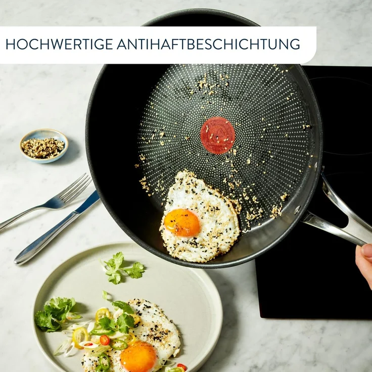 Jamie Oliver by Tefal Cook's Classics Bratpfanne 24 cm, Antihaftversiegelung, Induktionstauglich, Backofenfest, Edelstahl, Genieteter Griff, E3060435 – Bild 3