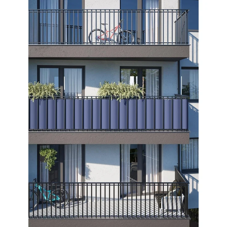 COVER IT Balkon Sichtschutz Ohne Bohren Balkonsichtschutz Blau mit Ösen 105x700 cm Sichtschutz Balkon Ohne Bohren - Sichtschutz für Balkon Terrasse - Sichtschutz Balkongeländer – Bild 6