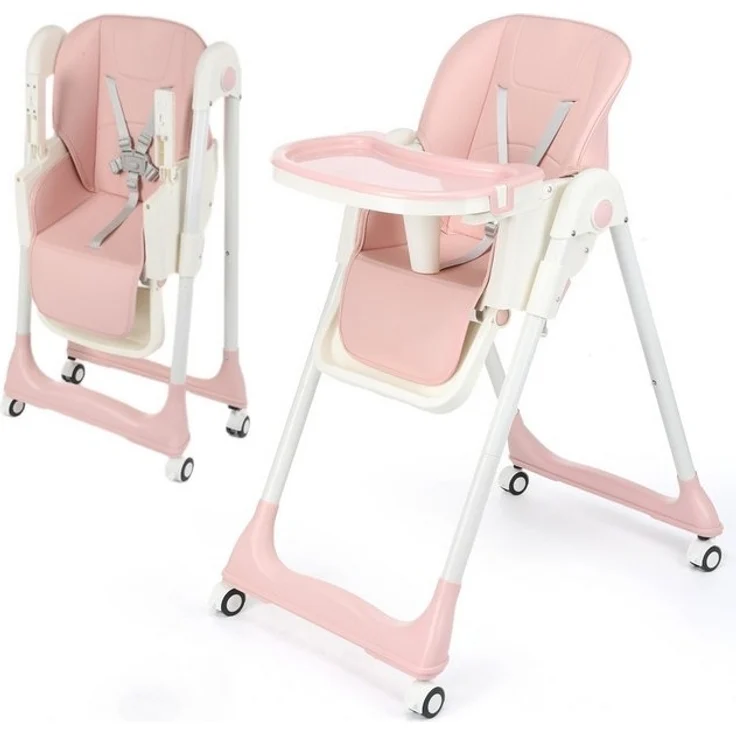 oyajia Kinderstuhl Stuhl Baby Kinderstuhl Klappbar kinderstuhl Mitwachsend Stuhl (Verstellbare Kinderstuhl wächst mit Ihrem Kind von 6 Monaten bis 3 Jahren), Babystuhl mit Tablett und 5-Punkt-Gurt, Einfach zu Reinigen – Bild 4