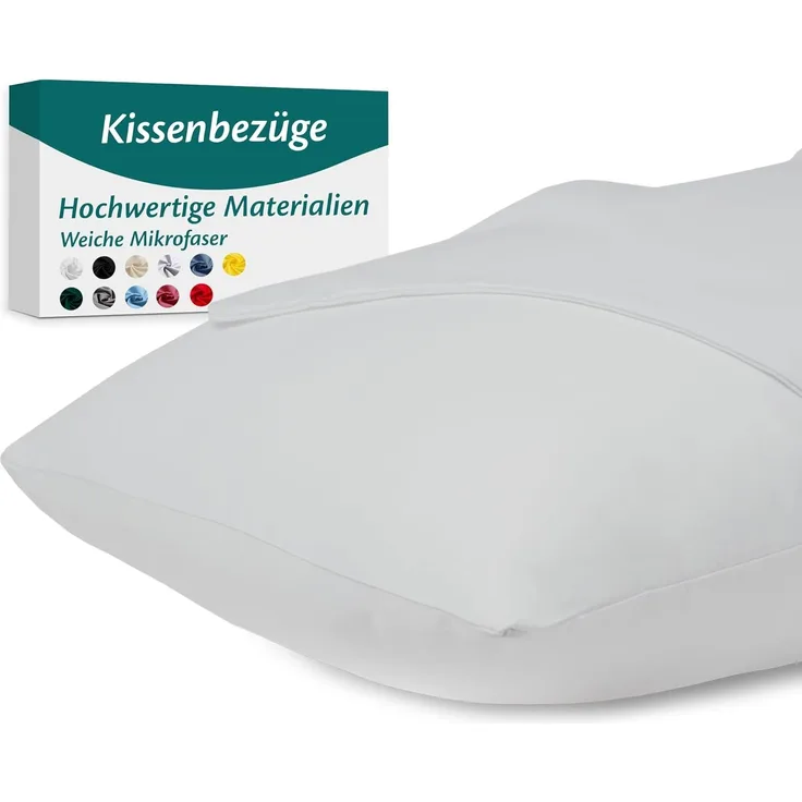 Kissenbezug 40x80 Mikrofaser Premium 2er Set Kissenhülle Deko für Kissen Bett/Sofa Stoff Superweicher Resistent Hypoallergen Anti-Milben Atmungsaktiv Kopfkissenbezug mit Verdecktem Zip Voll Waschbar