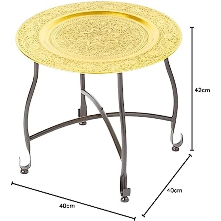 Marrakesch Orient & Mediterran Interior Beistelltisch Orientalischer Tisch Beistelltisch Klappbar Sule Gold 40cm (1-St), Handarbeit – Bild 3