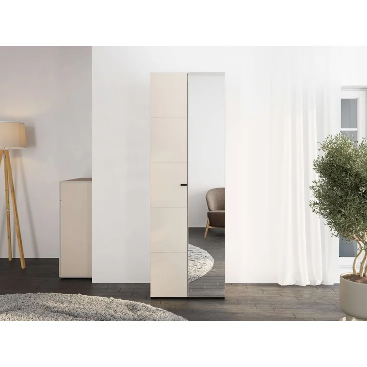 Home affaire Garderobenschrank Rathlin, Stauraumschrank, Flurschrank, ausziehbare Kleiderstange Spiegeltür, Gesamtbreite 64 cm, drei Regale