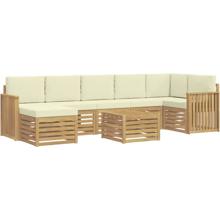 vidaXL Outdoor-Sofagarnitur 8 stk. 8-Sitzer Weiß und Creme Polyester 3392230 – Bild 2