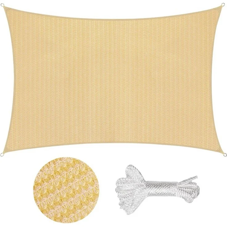 Sekey Sonnensegel Wasserdicht Rechteckig Sonnenschutz UV Schutz Balkon Terrasse Garten, BxT: 200 x 300 cm, Beige – Bild 1