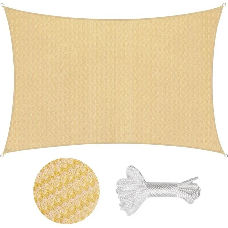 Sekey Sonnensegel Wasserdicht Rechteckig Sonnenschutz UV Schutz Balkon Terrasse Garten, BxT: 200 x 300 cm, Beige