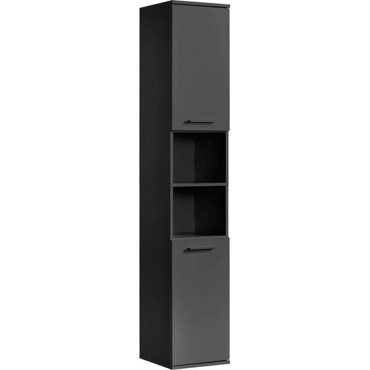 mokebo Hochschrank Der Kapitän (mit 5 Einlegeböden) hoher Badschrank oder Badezimmerschrank Schwarz-Anthrazit – Bild 1