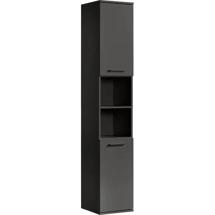 mokebo Hochschrank Der Kapitän (mit 5 Einlegeböden) hoher Badschrank oder Badezimmerschrank Schwarz-Anthrazit