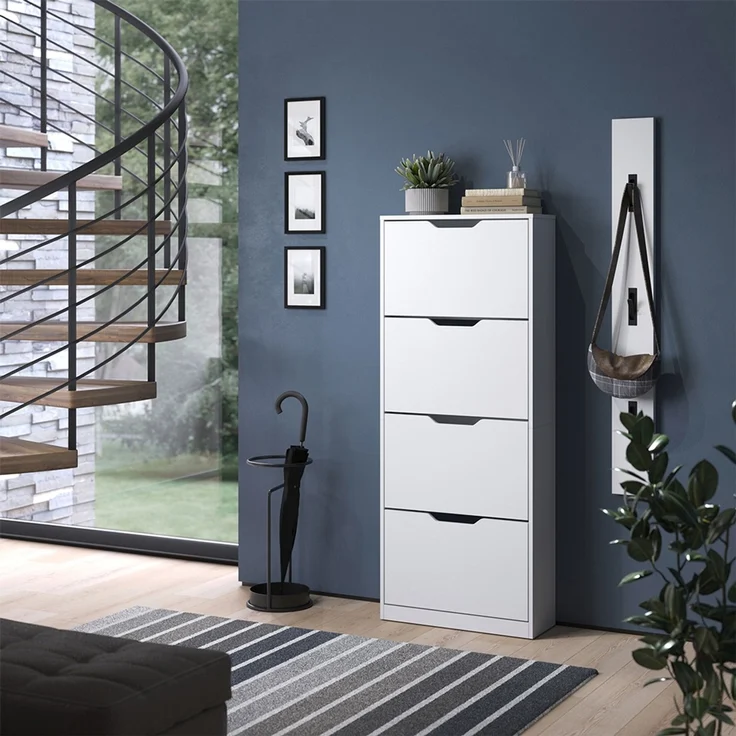 Schuhkipper Luca Weiß 59 x 146 cm mit 4 Kippfächern Vicco – Bild 3