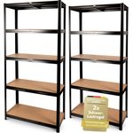 deluxe4home Schwerlastregal 2er Set Kellerregal verzinkt I 40x90x180 cm I Lagerregal bis 875kg