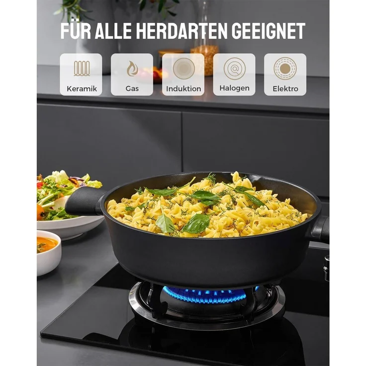 Fadware Pfanne 28cm/3,8L Induktion, Deckel, hohem Rand, Antihaftbeschichtet – Bild 2
