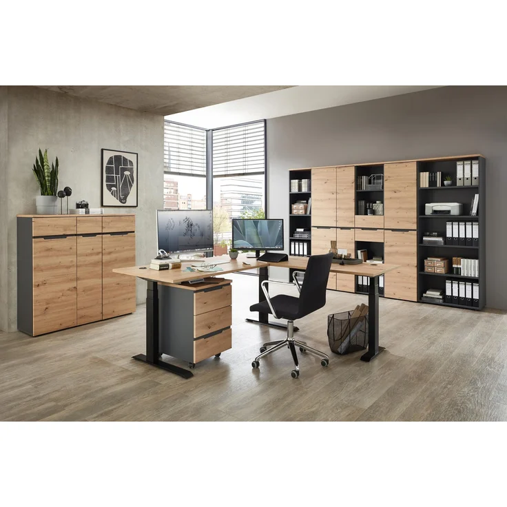 Komplettbüro MEMPHIS X 9-teilig Front Artisan Eiche Korpus Graphit – Bild 2
