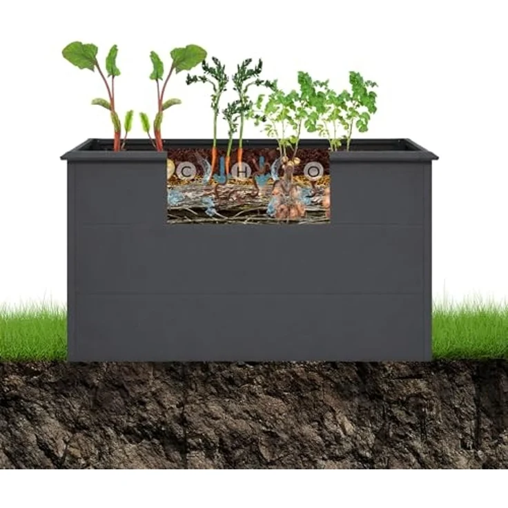 osoltus Hochbeet Set Schneckenkante Stahl verzinkt Anthrazit 150 x 75 cm – Bild 5