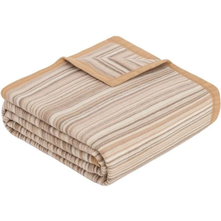 IBENA 'Malang' Wohndecke, mit filigranen Streifen, Jacquard, Beige, 150x200 cm – Bild 4