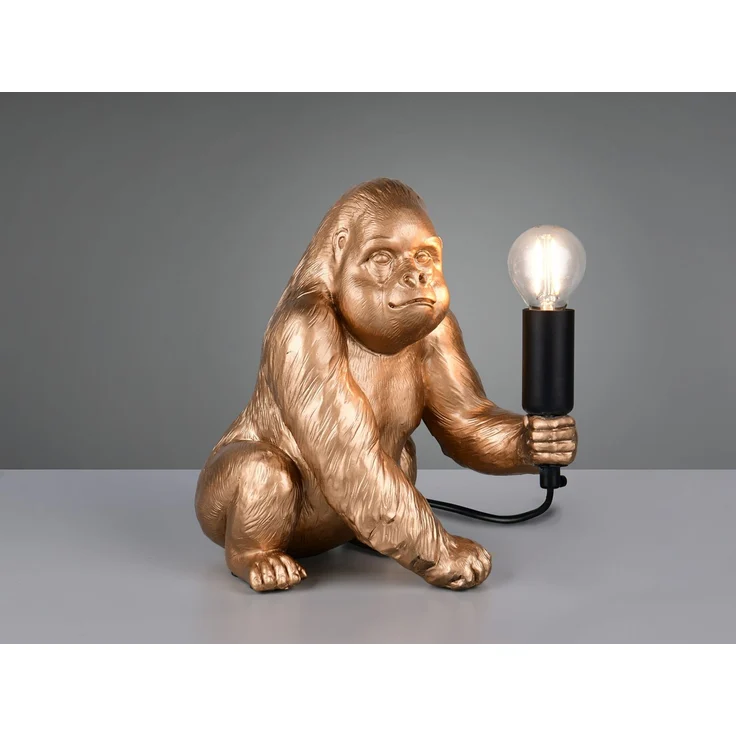 Tischleuchte, Affe, gold, E14, Schnurschalter, H 23 cm – Bild 3