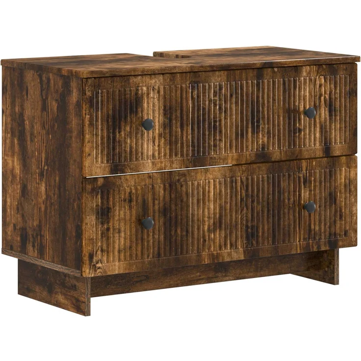 vidaXL 2-teiliges Badezimmer Schrank Set EDE Raucheiche Holzwerkstoff 3417500 – Bild 3