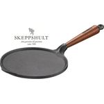 Skeppshult Pfannkuchenpfanne Gusseisen 23 cm mit Walnussholzgriff - 20 bis 24 cm - Schwarz