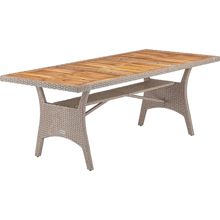 CASARIA® Polyrattan Gartentisch Akazie 190x90x74cm creme