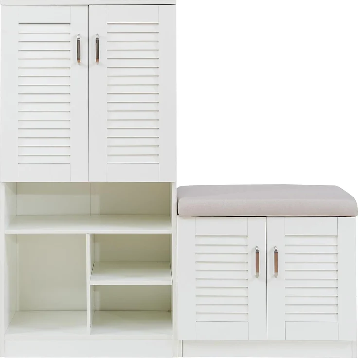 Schuhschrank Løten 120x37x120 cm Weiß [en. casa] – Bild 6