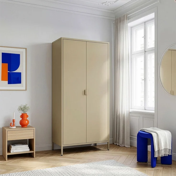 Kleiderschrank Esteli 170x80x45 cm Stahl Kamelfarben [en. casa] – Bild 1
