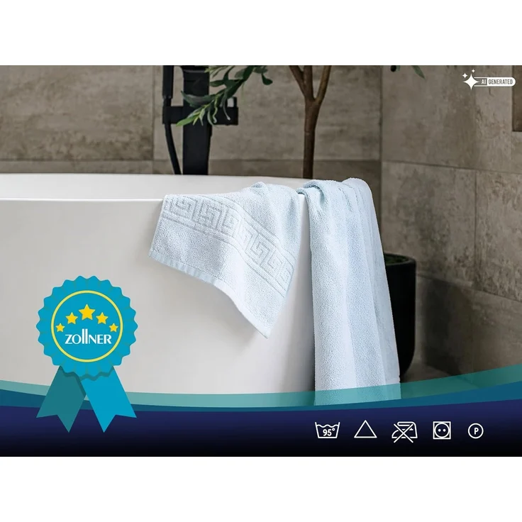 ZOLLNER 5er Set Duschtücher, 80% Baumwolle, 20% Polyester, 70x140 cm, blau – Bild 6