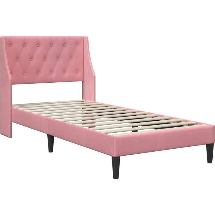 vidaXL Bettrahmen mit Kopfteil Rosa 100x200 cm Samt 42027409 – Bild 3