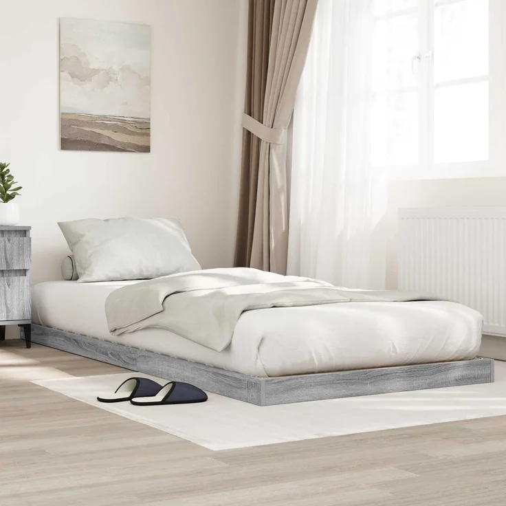 vidaXL Bodenbettrahmen, Holz Graues Sonoma, 76,5x200 cm – Bild 1
