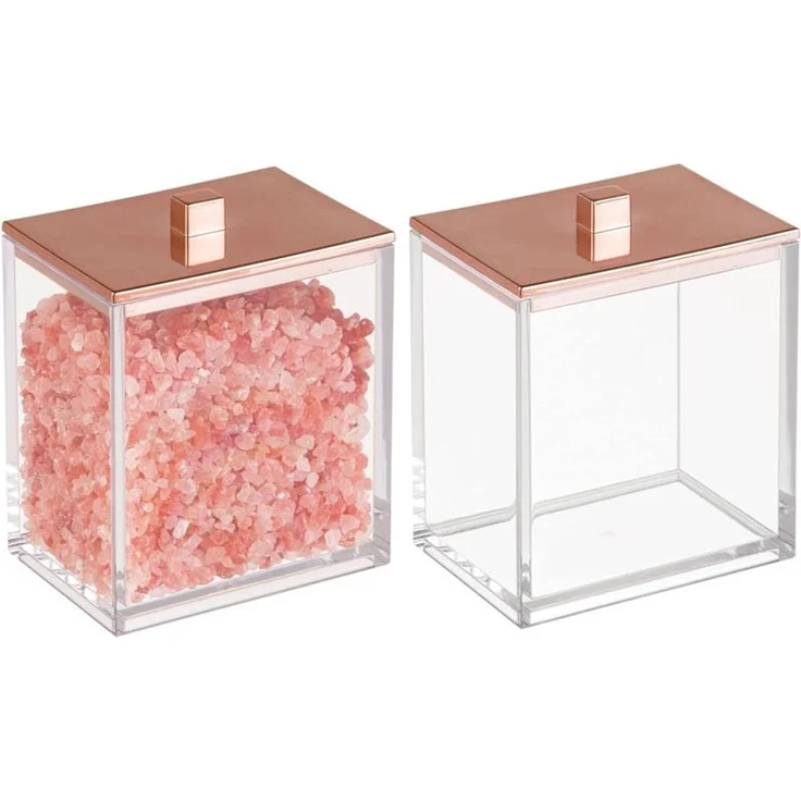 mDesign Kosmetikbehälter Wattestäbchen Organizer Badzubehör 2er Set Roségold – Bild 8