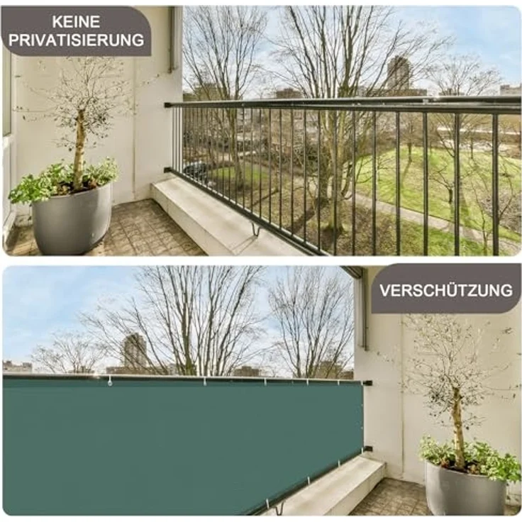 SUNNY GUARD Balkon Sichtschutz Wetterfest 90x300cm Balkonverkleidung Balkonabdeckung Balkonumspannung UV-Schutz Windschutz mit Kabelbinder,Grün – Bild 5